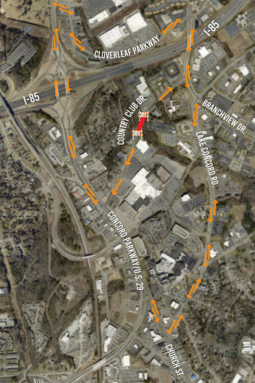 Country Club Dr Detour Map Country Club Dr Detour Map